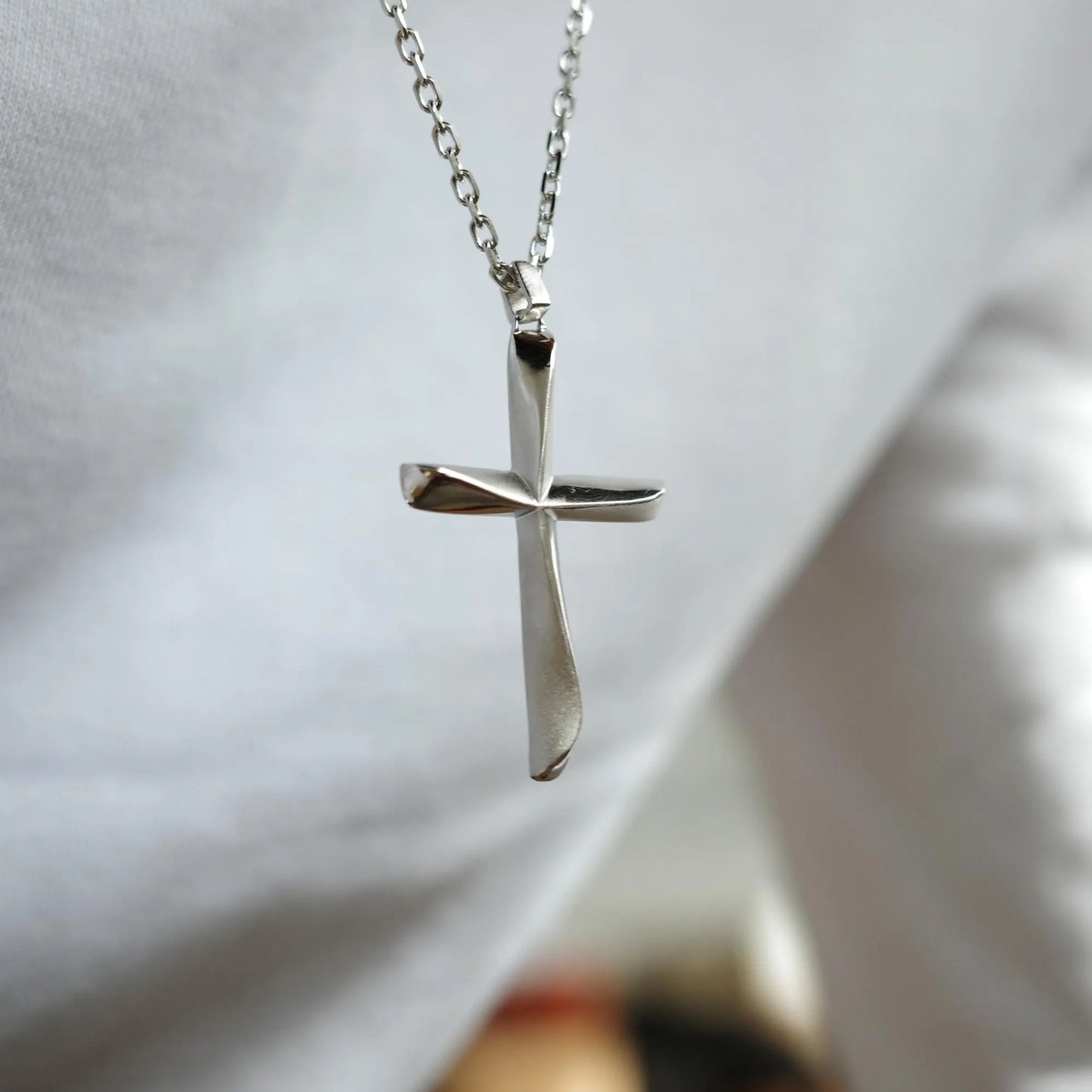 Pilgrim’s Way - 925 Sterling Silver Sandblasted Cross Pendant Necklace Unisex