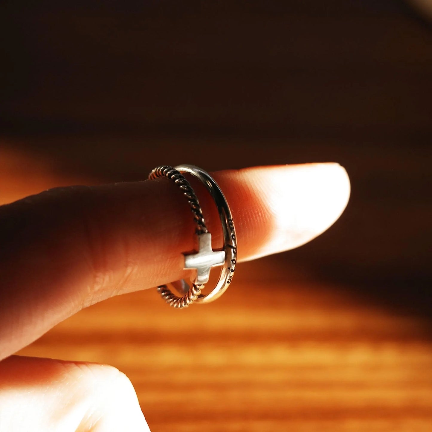 Windows - 925 Sterling Silver Vintage Cross Ring for Men and Women